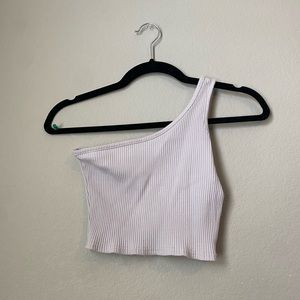 Grey one shoulder ribbed crop top - size S